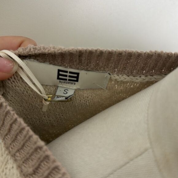 NWT Ecetera Cream Tan Knit Fringe Midi Dress - Picture 4 of 6